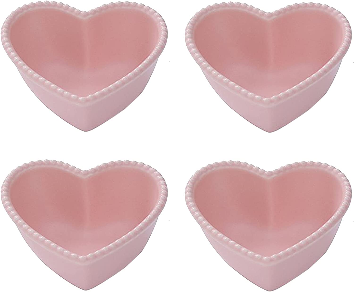 DabuLiu Ceramic HeartShaped Pudding Bowls with Beads Edge Baked Bowls