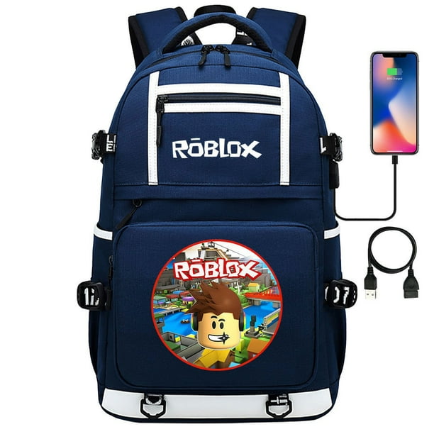 ROBLOX-mochila de viaje de ocio para hombres y mujeres, bolso escolar con impresión bidimensional, periférico de juego, USB, juvenil, estudiante, nuevo