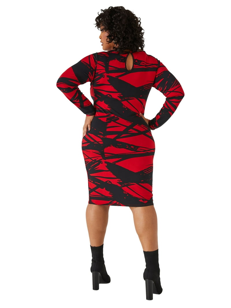 Ashley Stewart Printed Bodycon Dress, Equestrian Red, Size 26/28 -  Walmart.com