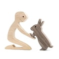 thumbnail image 2 of Estatua familiar de madera de Avdjesfny para perro y gato, decoración de madera hecha a mano, escultura de cachorro, gatito y personas, figura coleccionable, artesanía para el hogar, oficina, sala de, 2 of 3