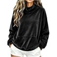thumbnail image 2 of XUNKUSGA Mock Neck Sweatshirt Soft Velvet Sweatshirt for Women Casual Loose Pullover Top Classic Solid Color Long Sleeve Warm Fall Winter Tops for Women with Pockets M, 2 of 8