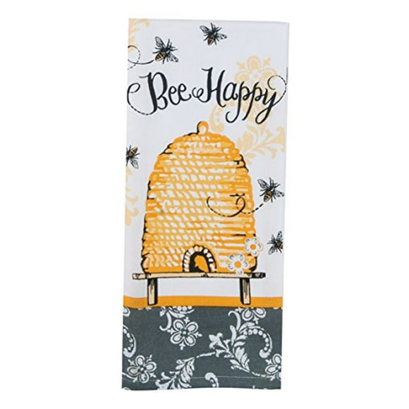 Kay Dee Designs Cotton Tea Towel 18 by 28-Inch Bee Happy