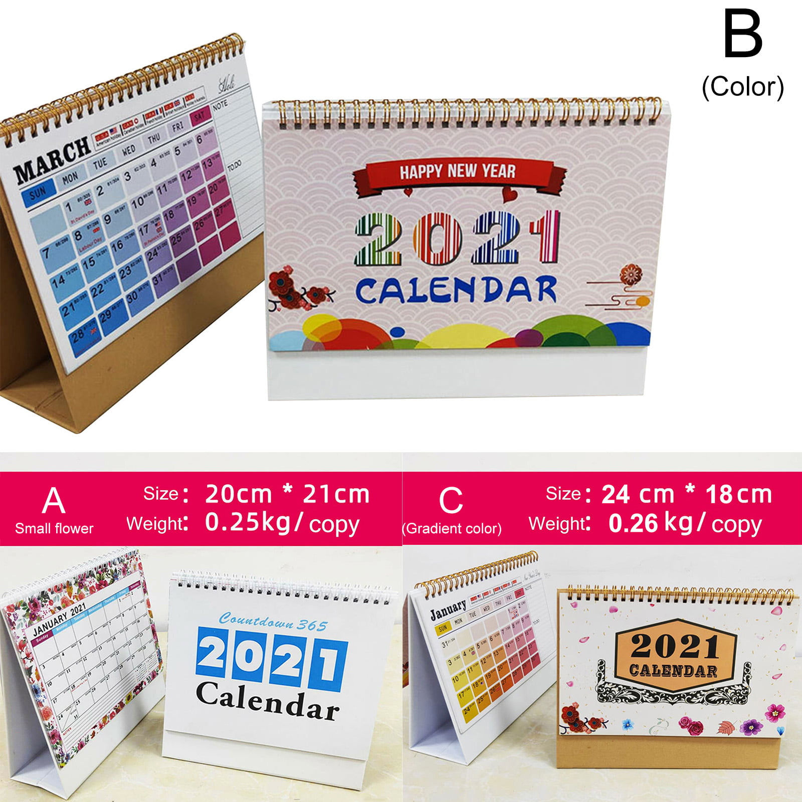 2021 Mini Desk Calendar DIY Portable Desk Calendar Daily Schedule Planner CC 