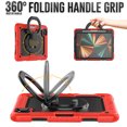 thumbnail image 3 of ELEHOLD Rugged Case for iPad Pro 11" 2022/2021/2020/2018 iPad Air 5/4 Full Body Protective Portable Folding Handle Grip 360° Rotating Kickstand Pencil Holder Shockproof Anti-Scratch Hybrid Cover,Red, 3 of 8