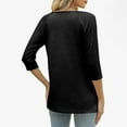 thumbnail image 5 of gakvbuo 3/4 Sleeve Pullover Tops Henley Shirts for Women's Tops Dressy Casual Tunic Blouses Button Up V-Neck Button-Down Shirts Trendy Business Work Blouses Outfit Basic Tees, 5 of 9