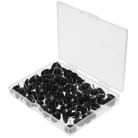 LEORX 100Pcs Black Pushpins Decorative Thumb Tacks for Office and Wall Use
