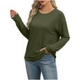 thumbnail image 2 of Enjoytime Casual Long Sleeve Tops for Women Solid Color Basic Shirts Round Neck Tunic Blouses Fall Winter Clothes, 2 of 6