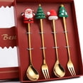 thumbnail image 2 of Árbol de Navidad Tenedor Cuchara Set Postre de dibujos animados Vajilla Caja de regalo (Estilo H) Likrtyny Libre de BPA, 2 of 6