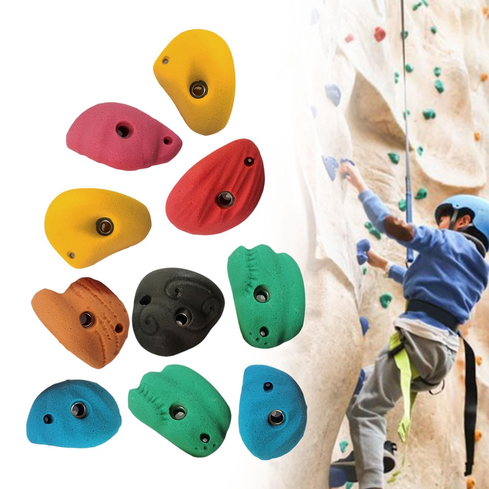 Colaxi 10Pcs Rock Climbing Holds Rock Wall Climbing Kit Practical Beginners Training Rock Wall Grips for Outdoor Climbing Tree House withoutBackNailScrew