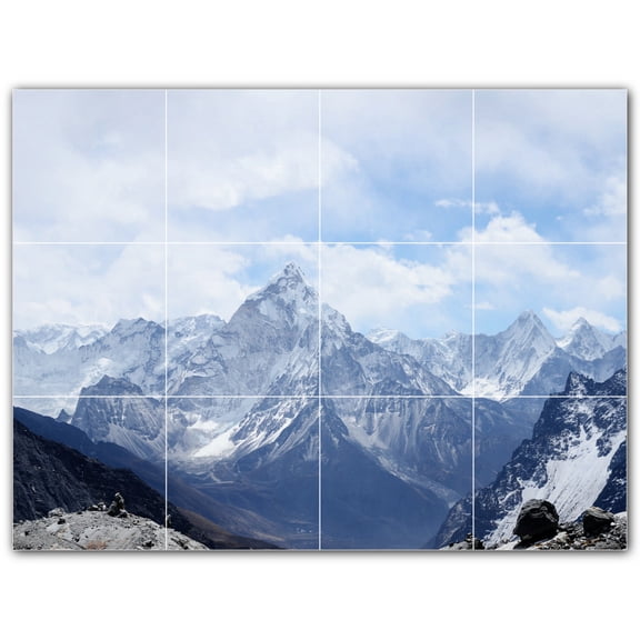 Picture-Tiles.com: Mountains Ceramic Tile Wall Mural WAL500883-43S. 17"W x 12.75"H using (12) 4.25" x 4.25" Ceramic Tiles-Satin Finish
