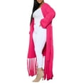 thumbnail image 2 of Gureui Women's Open Front Cardigan Long Sleeve Solid Cable Knit Loose Tassel Hem Winter Warm Long Knitted Sweater Coat with Belt Streetwear, 2 of 3