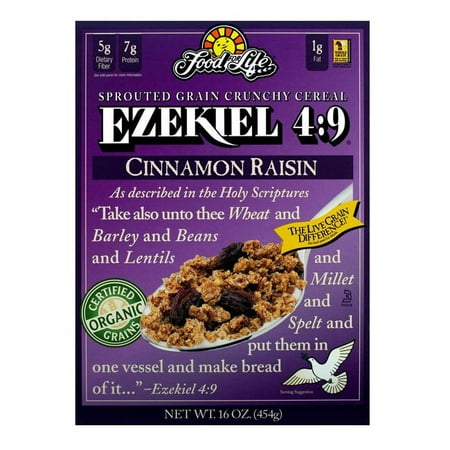 Food For Life Organic Ezekiel 4:9 Sprouted Whole Grain Cereal, Cinnamon Raisin , 16 Oz (Pack of 6)