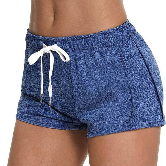 Aayomet 2023 Womens Shorts for Summer Casual Elastic High Waisted Ruffle Flowy Wide Leg Shorts Lightweight Beach Wear Shorts,Blue S