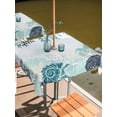 thumbnail image 2 of Outdoor Tablecloth with Umbrella Hole for Patio/Picnic/Party/Camping, Coastal Starfish Waterproof Table Cloth Square Cover Washable, Ocean Weeping Coral Beach Conch Turquoise (60"x 60"), 2 of 9