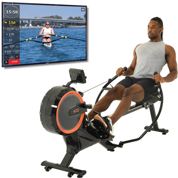 Women’s Health Men’s Health Dual Handle Rower, Airsoft Seat, Bluetooth App, Fan Magnetic Resistance