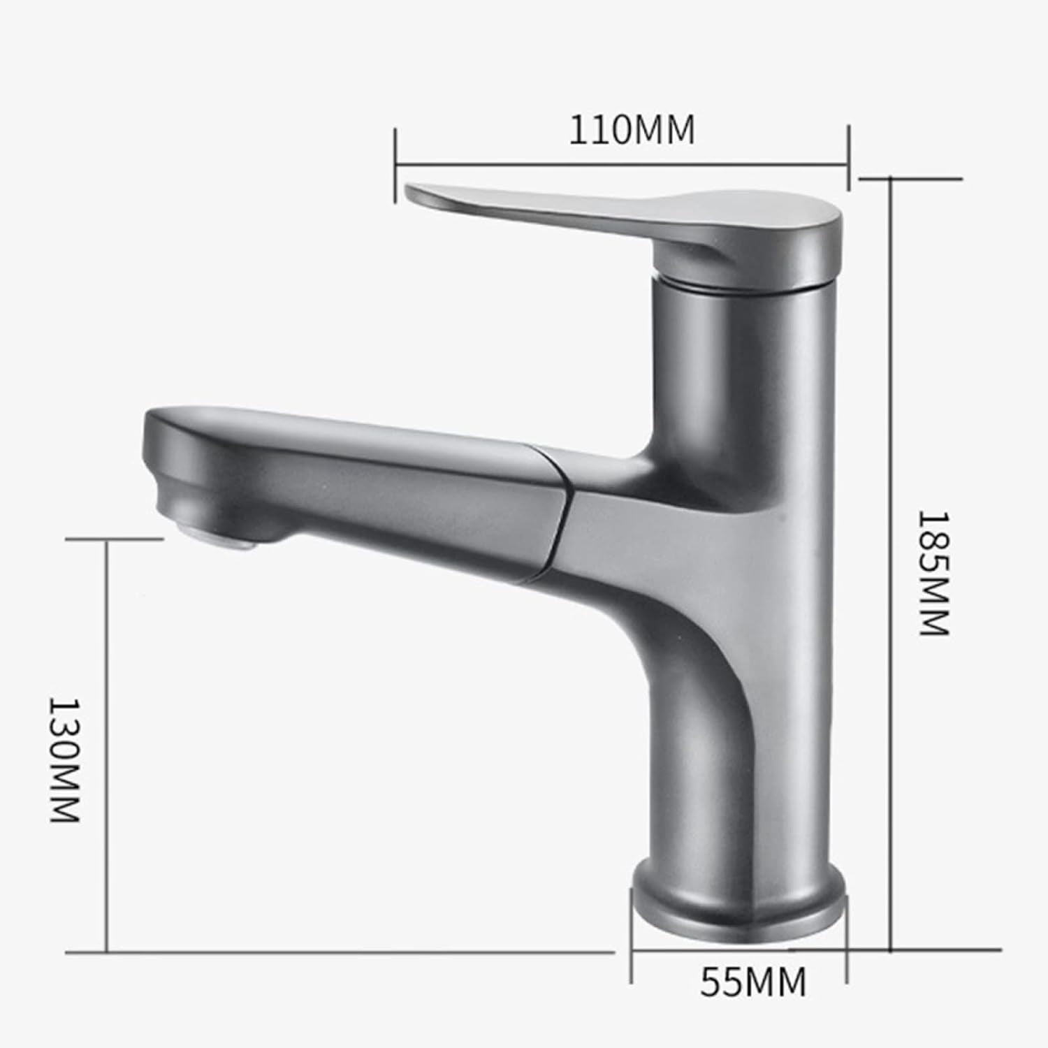 Bathroom Faucet with Pull Out Sprayer,360° Swivel Spout Bathroom Sink Faucet,Bathroom Faucet Single Hole,Single Handle Basin Mixer Tap for Hot and Cold Water,Gun Gray
