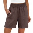thumbnail image 3 of Womens Lightweight Shorts Summer Casual Loose Trendy Pants Elastic Waist Comfy Shorts by Yigetop Brown M, 3 of 6
