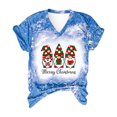 thumbnail image 2 of ICHUANYI Clearance Women Casual Print Christmas Loose Short Sleeve V-Neck Tops(Light Blue, XXL) ICHUANYI WER2023081404902, 2 of 5