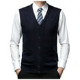 thumbnail image 1 of Men's Knit Sleeveless Vest for Casual Layering – Solid Color Cardigan-Style Vest for Everyday Wear, 1 of 7