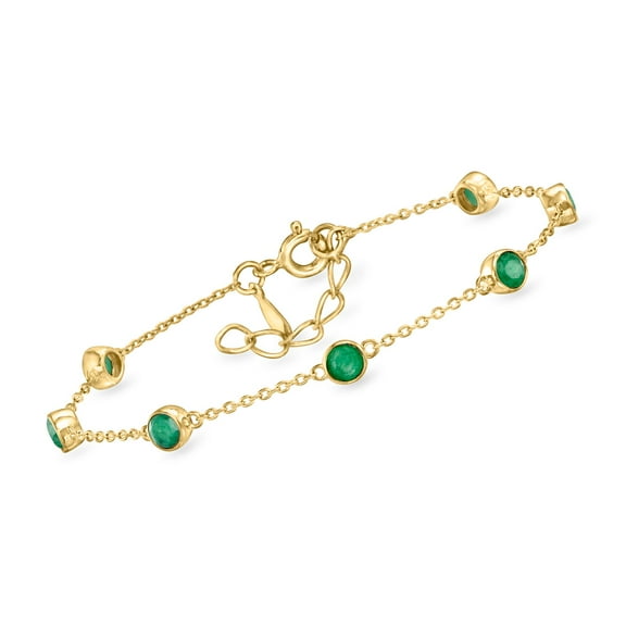 Ross-Simons 1.70 ct. t.w. Bezel-Set Emerald Station Bracelet in 18kt Gold Over Sterling, Women's, Adult