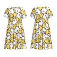 thumbnail image 3 of Bixox Robe d'Été à Manches Courtes pour Femmes Robe Ample Longueur Genou avec Poches-Canard Cartoon, 3 of 7