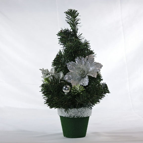 Hometravel Mini Christmas Tree Plant, Artificial Desktop Holiday Decor, Small Potted Tree Arrangement for Table, Shelf, Indoor Display
