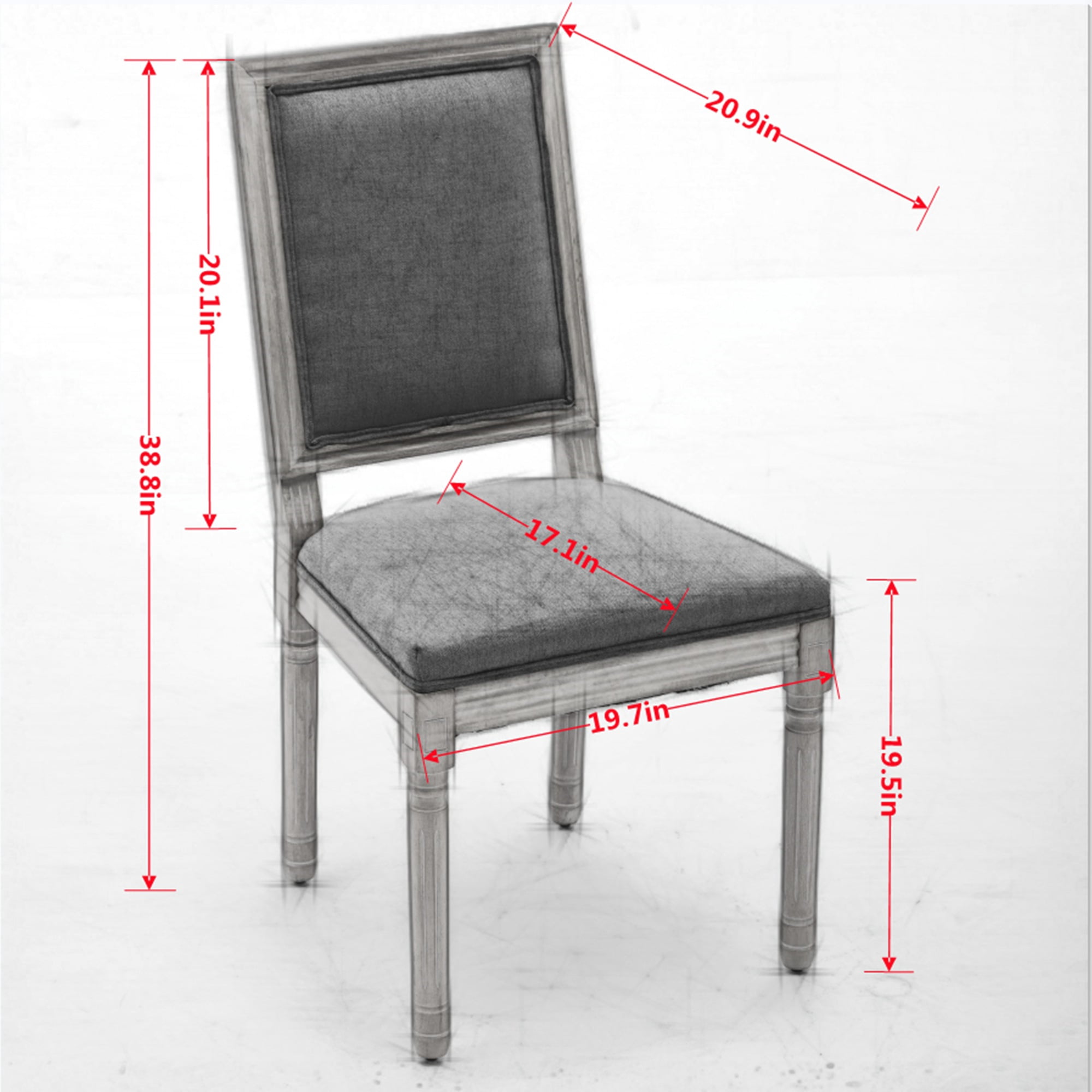 MAYEERTY French Decor Dining Chairs - Louis Style, Square Back, Carved Solid Wood Frame, Beige, Set of 2