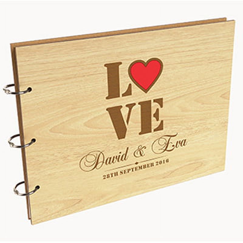 Darling Souvenir Personalized Engraved Laser Cut Wedding Guest Book Wooden Cover Sign-in Book Registry Guestbook Scrapbook-93