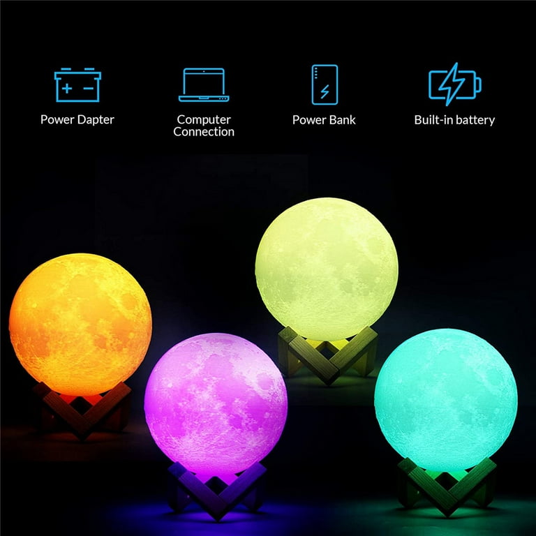 GOODWORLD Moon Lamp, LED 3D Print Moon Night Light, 16 Colors RGB Moon  Light with Stand & Remote Control, Remote & Touch Control USB Lamp, for  Kids