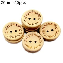 Papaba Wooden Buttons,50Pcs Handmade Love Letters Carved Buttons DIY Craft Clothes Sewing Accessory