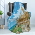 thumbnail image 4 of Sicily Soft Flannel Fleece Throw Blanket, Building of Juno Photo with Cloudy Sky Historical Roman Heritage, Cozy Plush for Indoor and Outdoor Use, 50" x 70", Multicolor, by Ambesonne, 4 of 5