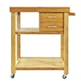 thumbnail image 3 of Home Aesthetics Rolling Bamboo Kitchen Island Cart Food Prep Trolley, with Towel, 3 of 8