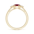 thumbnail image 2 of ANGARA Natural East-West Ruby Solitaire Ring with Diamonds in 14K Yellow Gold for Women (Size-6x4mm) | July Birthstone Jewelry for Her | Natural Ruby Rings, 2 of 8