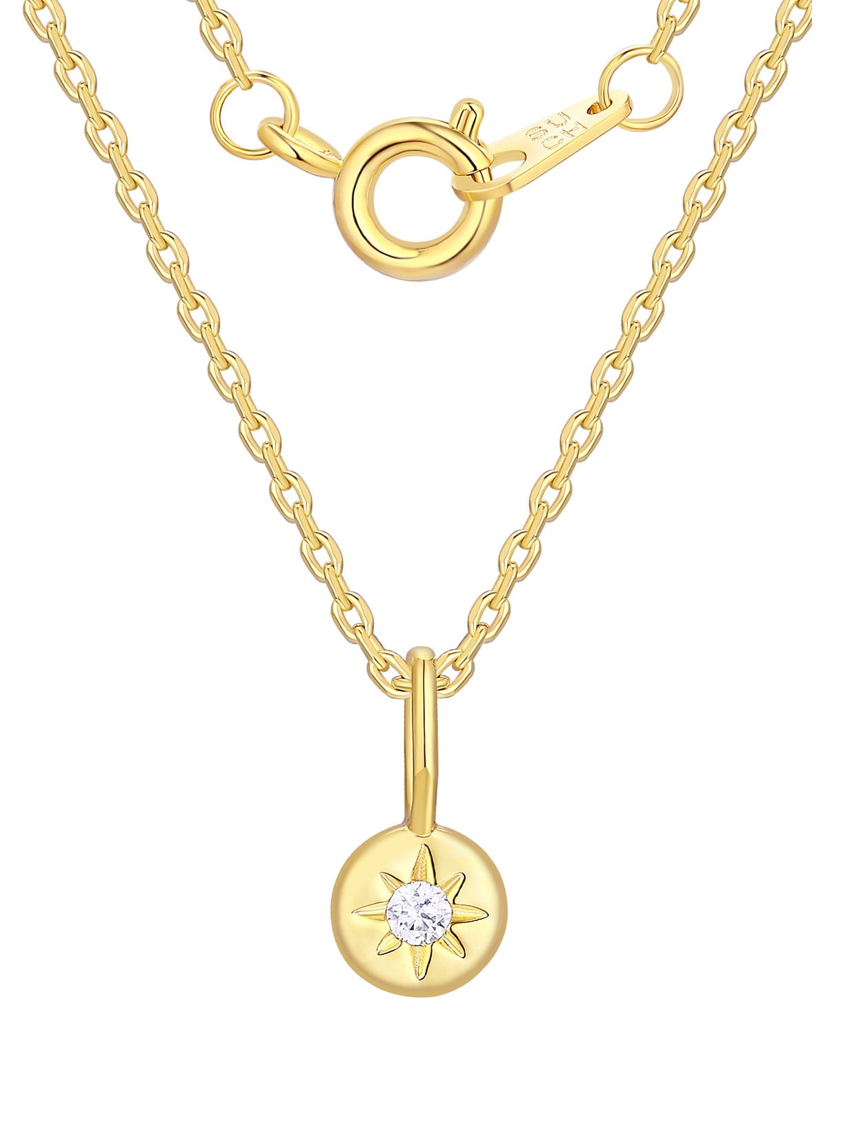 14KT Gold Flash Plated Double Necklace Set with Simulated Diamonds Adult