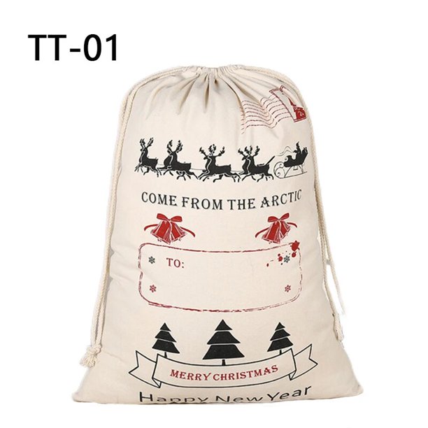 Saco de Navidad de Papá Noel para niños, bolsa grande de 50 estilos, para regalo, con cordón, decoración de Festival