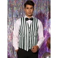 thumbnail image 2 of Unique Bargains Men's Business Slim Fit V Neck Sleeveless Striped Print Waistcoat Vest S Black, 2 of 6