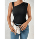 thumbnail image 4 of Blusa Asimétrica de Punto Fruncido para Mujer, Estilo Y2K, Sin Mangas, de un Solo Hombro, Ajustada, de Verano 2025 Negro L, 4 of 9