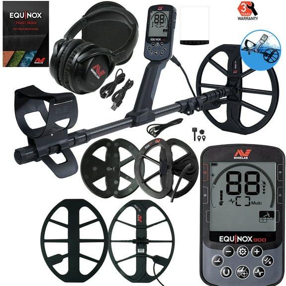 Minelab EQUINOX 900 Multi-IQ Metal Detector with 11", 6" coil and FREE EQX 15 (15 X 12")