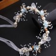 thumbnail image 4 of Diadema con diseño floral de mariposa, cinta ajustable, diadema para mujer, perlas sintéticas, circonitas cúbicas, estilo griego bohemio, tocado de hadas para bodas y damas de honor., 4 of 8