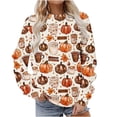 thumbnail image 2 of Inverlee Halloween Sweatshirts for Women Plus Size Pumpkin Ghost Graphic T-shirt Loose Fit Round Neck Sweatshirt Long Sleeve Dressy Casual Pullover Tops Halloween Costumes, 2 of 5