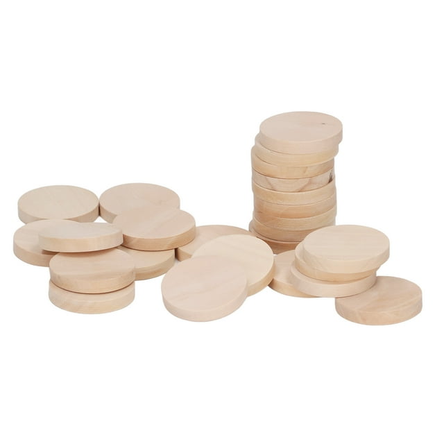 Monedas Redondas de Madera, Fortaleza de 50 Piezas de 50 Piezas de Madera Platane Fácil de Bricolaje en.