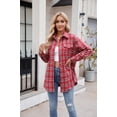 thumbnail image 7 of Anbech Plaid Pocket Shirt for Women Lapel Button Down Blouse Casual Long Sleeve Tops, 7 of 7