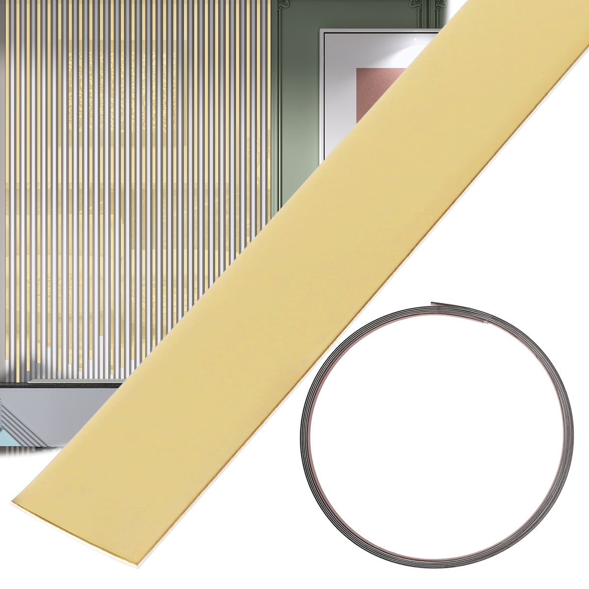 Sutowe Mirror Stickers Striped Wall Decals Stainless Steel Line Mirror