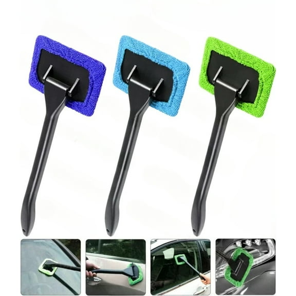 Windshield Cleaning Brush Set – 3-Pack Microfiber Auto Glass Wipers for Interior Fog & Moisture Removal, Car Detailing Tools for Windshield, Windows, Mirrors