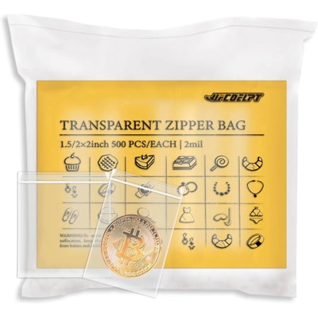1000 Count, 2 Assorted Size Mini Ziplock Bags 1.5×2/2×2, small Plastic Baggies, Each 500x, Clear Tiny Bags for Pills, Beads, Jewelry