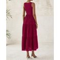 thumbnail image 4 of Vestido midi BTFBM para mujer con ojales de verano, sin mangas, rojo oscuro, 4 of 9