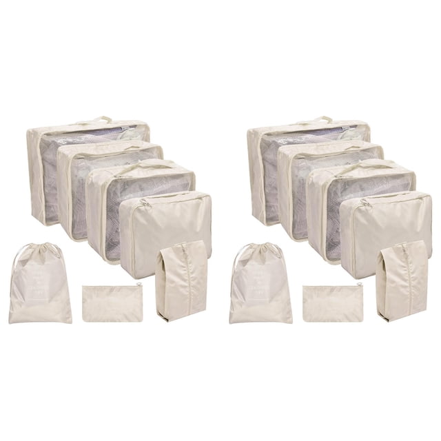 (2-Pack) Rinsvye Packing Cubes for Travel Under Dresser Storage 7Pcs Travel Cubes Set Sweater Storage Foldable Suitcase Organizer Lightweight Sweater Storage Containers Luggage Storage Bag