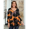 thumbnail image 3 of LATWIIV Tunic Tops for Women 3/4 Sleeve Plus Size Women's Tunics Loose Fit Floral Swing Flare Ladies Blouse for Leggings Flower91 1X, 3 of 7