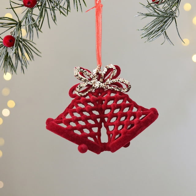 Wine Red Bow Christmas Decoration Velvet Reindeer Pendant Christmas Tree Living Room Staircase Decoration Hanging Decoration