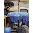thumbnail image 4 of Outdoor Tablecloth with Umbrella Hole and Zipper, Boho Flowers Square Table Cloth 60x60 Inch Waterproof Tablecloth, Blue Floral Bohemian Vintage Country Picnic Table Cover for Patio Camping, 4 of 7